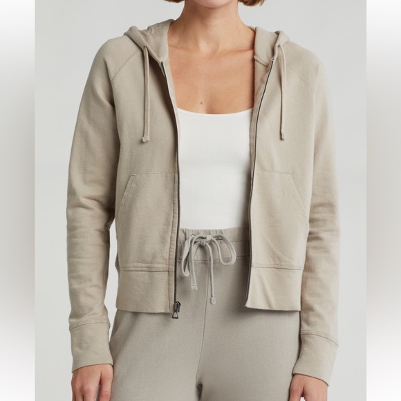 James Perse NWT French Terry Long Sleeve Zippered  100% Cotton Hoodie size 2 - Picture 3 of 16